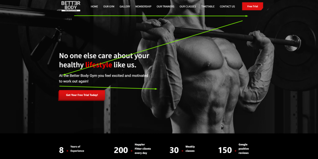 Homepage do site betterbody Gym